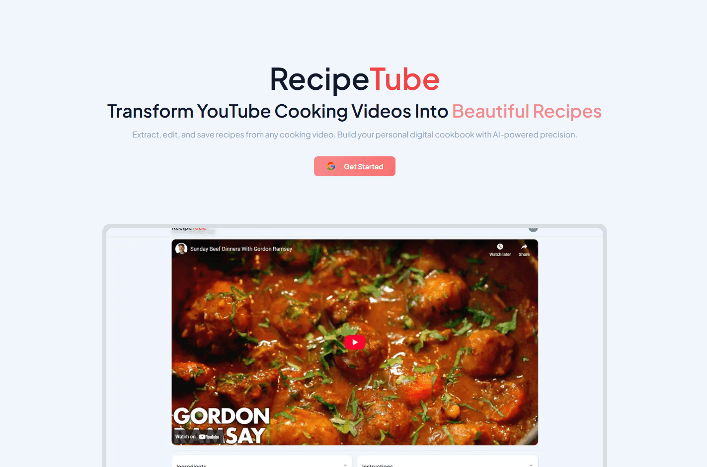 Youtube Recipe Extractor